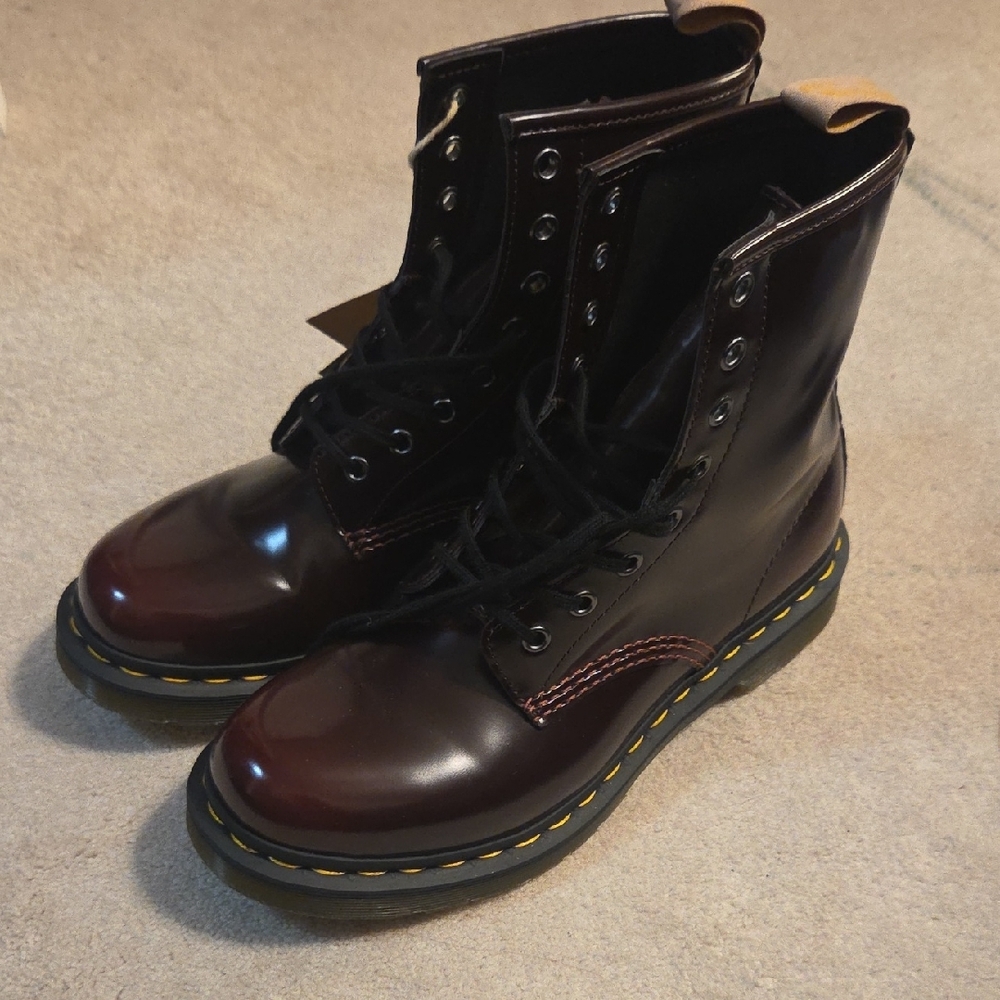 Dr. Martens Vegan Burgundy Boots - Picture 7 of 8